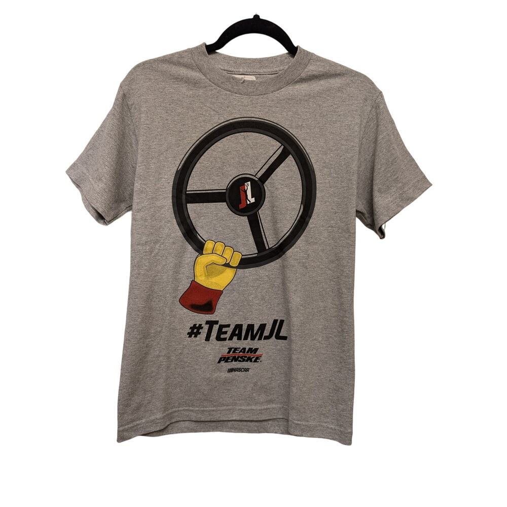 Nascar Joey Logano Cup Series Playoffs Graphic T Shirt Steering Wheel Gray 2018